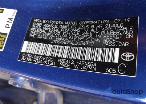 2020 Toyota Corolla Se from USA, damaged, VIN JTDS4RCEXLJ034972